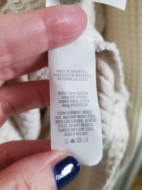 AERIE LumberJane Waffle Shirt Oversized Boxy Button Front Cream Women's Large - Picture 10 of 11